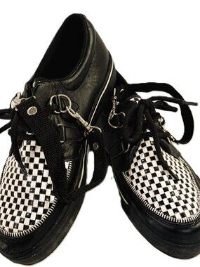 T.U.K. Black White Viva Creeper Shoes  Leather and Synthetic Platform W11/M9